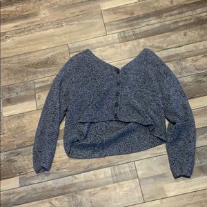 knitted grey button up cropped sweater